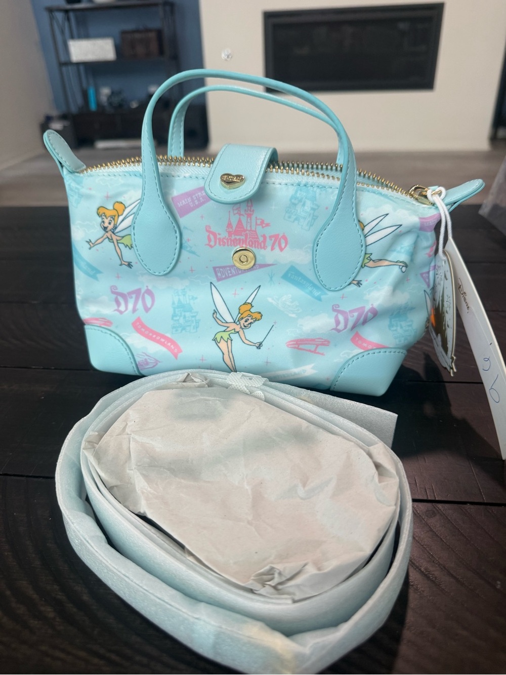 NWT Disney Parks x Stoney Clover Lane TinkerBell Light Blue Mini Satchel Bag